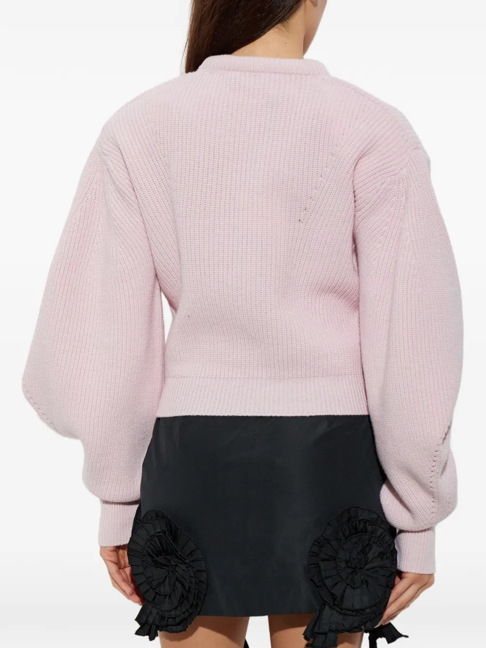 Blumarine padded-shoulder wool sweater Roze