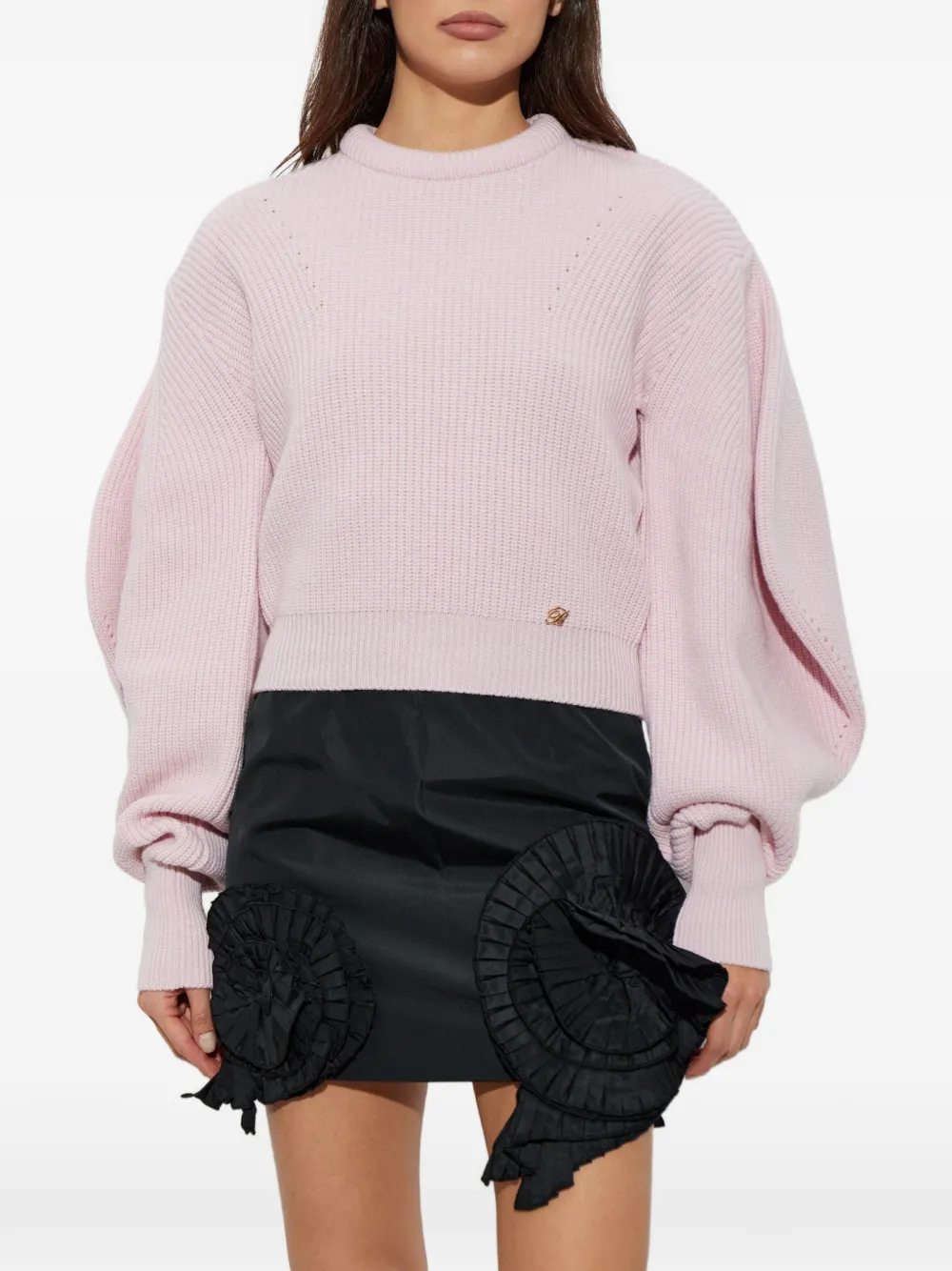 Blumarine padded-shoulder wool sweater Roze