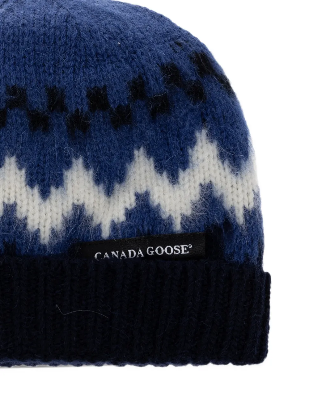 Canada Goose logo-patch Intarsia-knit beanie hat Blauw