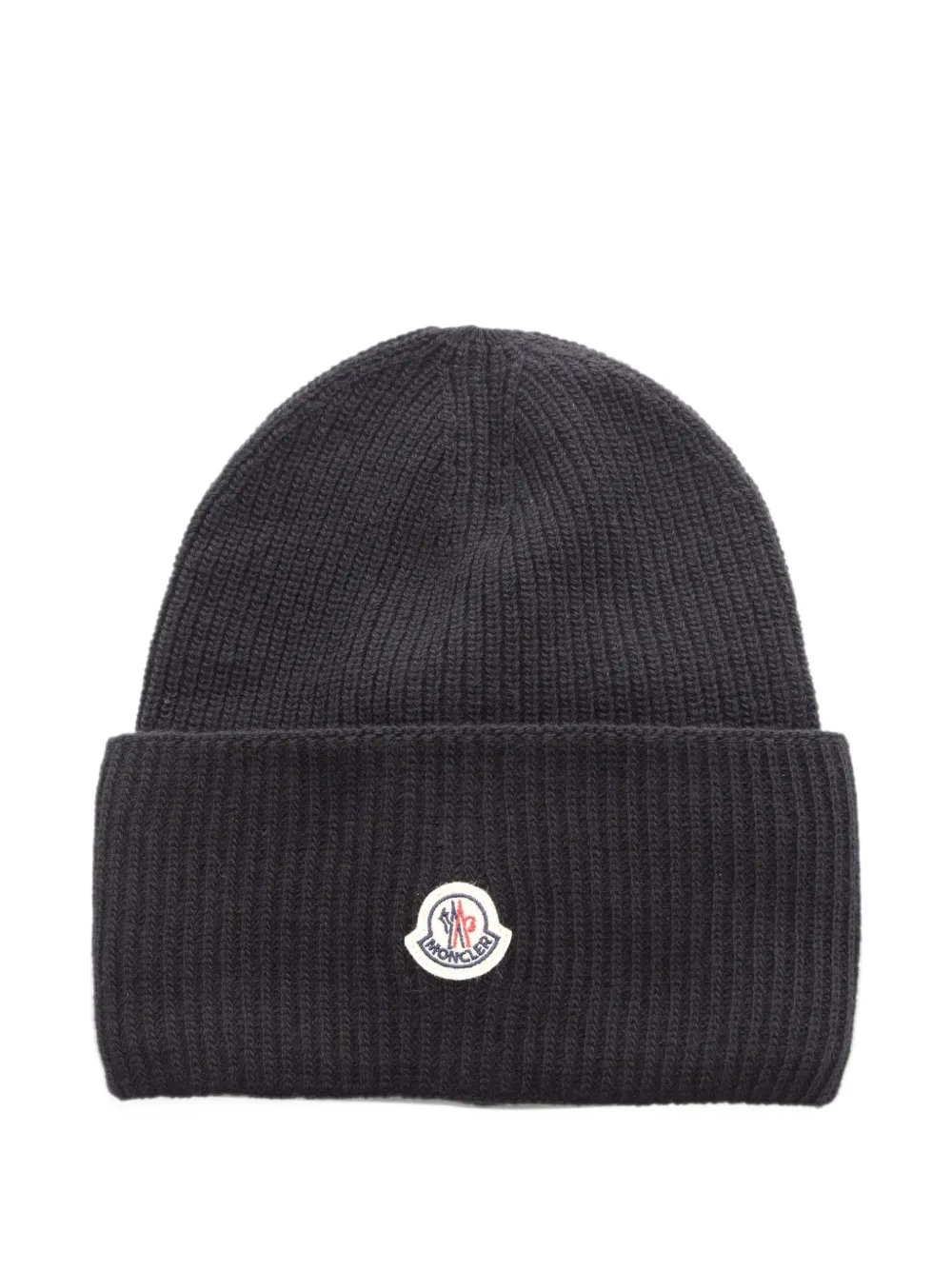 Moncler Vintage 2020s logo patch beanie hat - Noir Moncler Vintage 2020s logo patch beanie hat - Noir