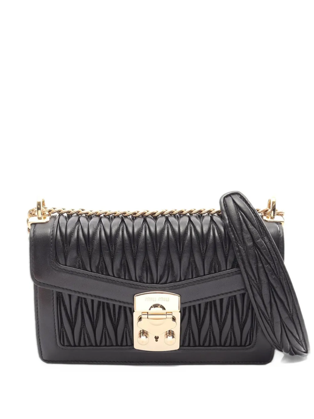Miu Miu Pre-Owned 2000s Matelassé chain shoulder bag - Nero