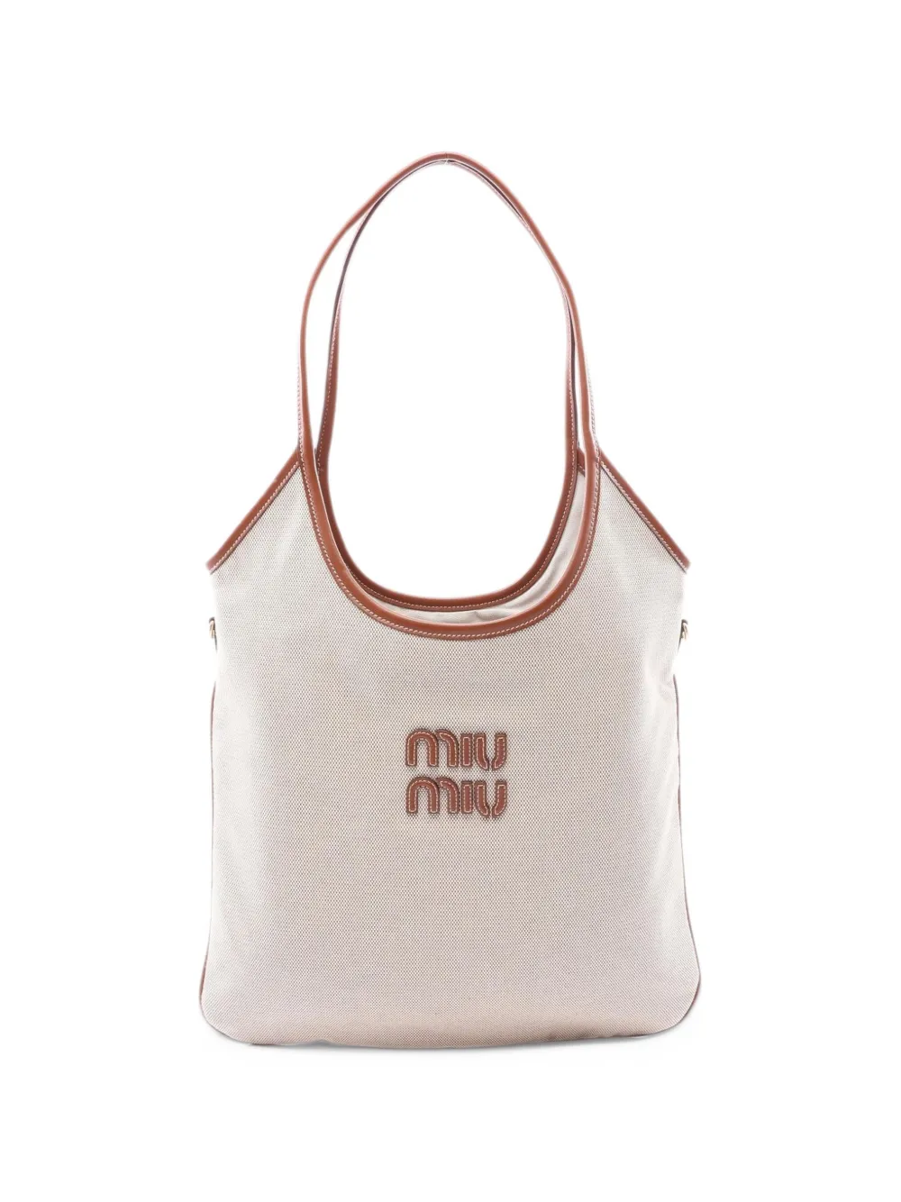 Miu Miu Pre-Owned 2010s Ivy leather-trim tote bag - Toni neutri