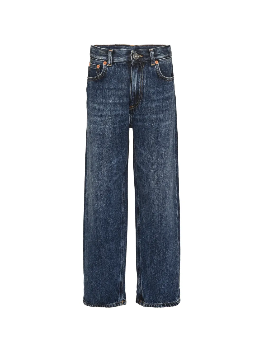 DONDUP KIDS logo-patch straight-leg jeans Blauw
