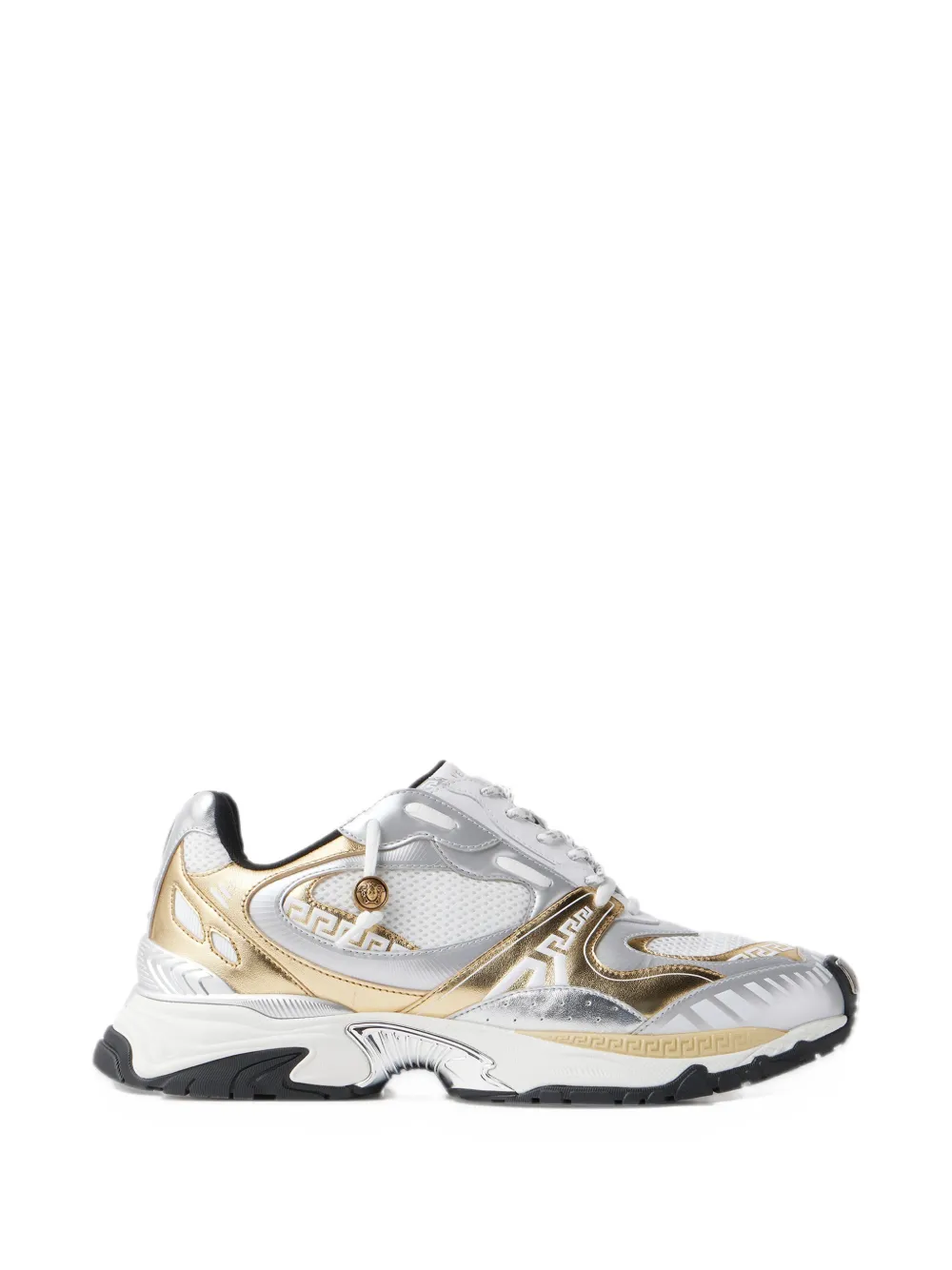 Versace Icaro metallic mesh & leather sneakers - White