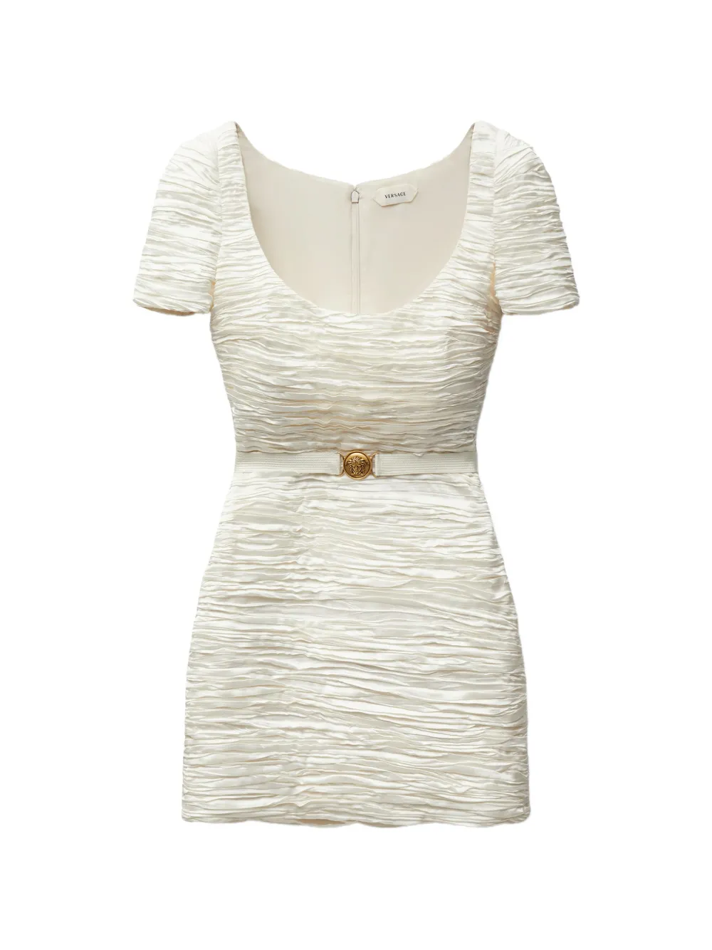 Versace silk satin draped mini dress Wit