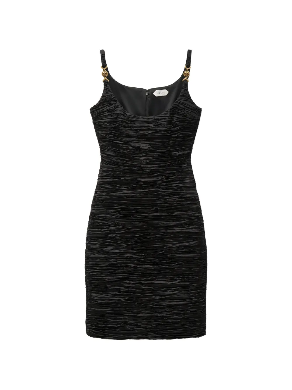 Versace silk satin draped mini dress - Nero