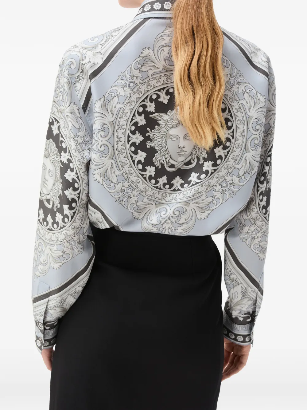 Versace printed silk twill shirt Grijs