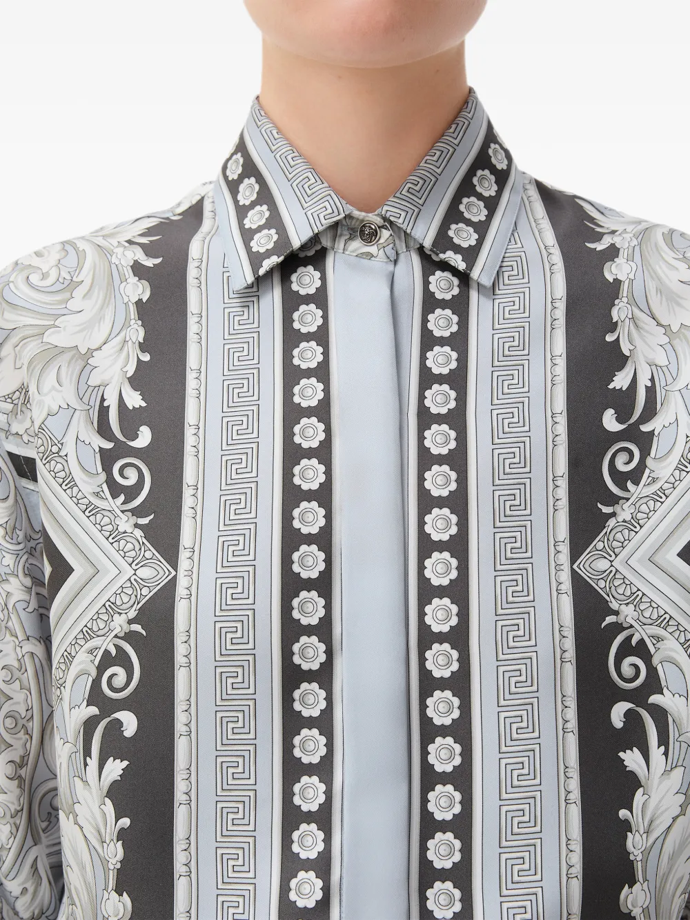 Versace printed silk twill shirt Grijs