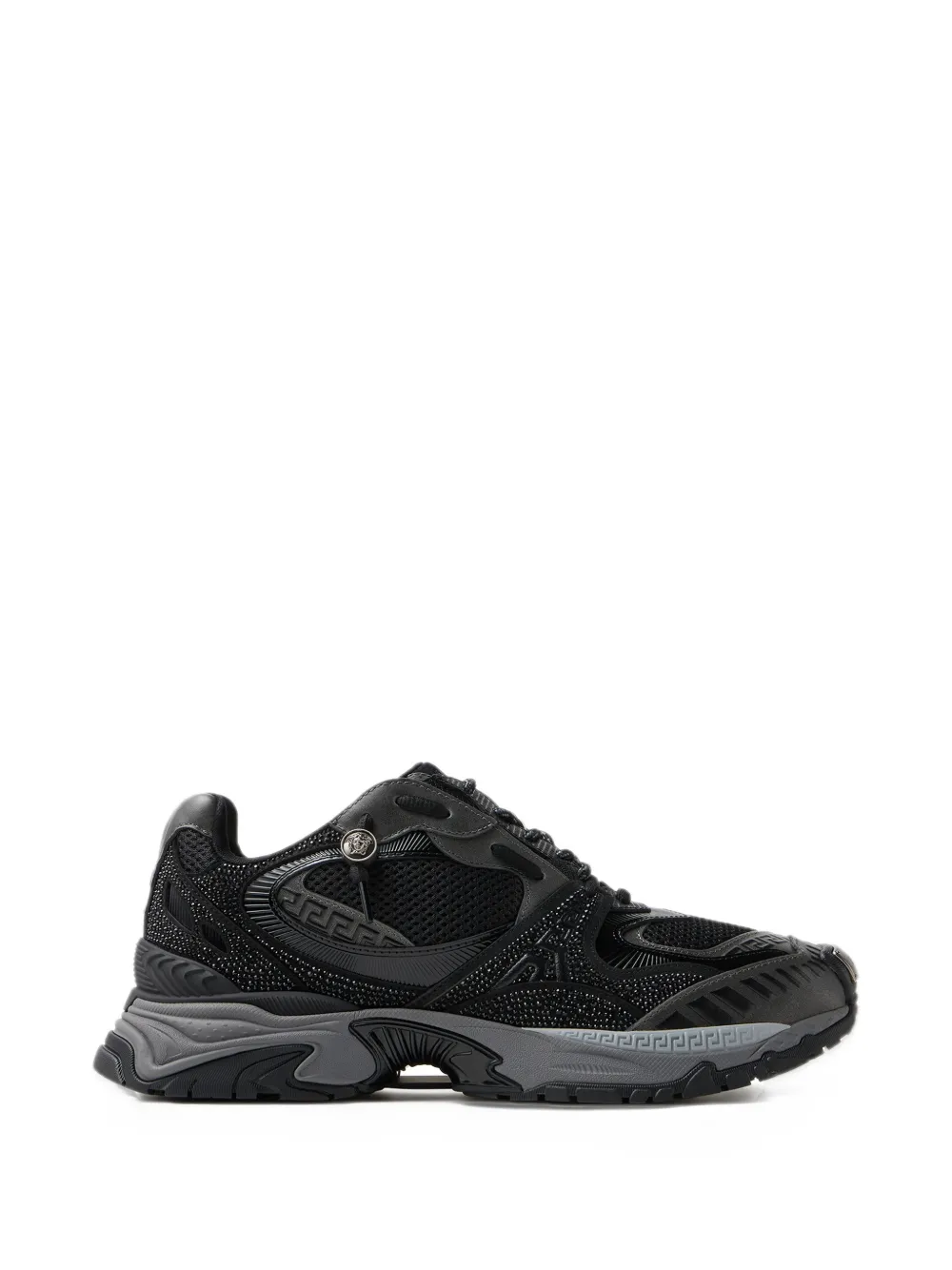 Versace Icaro embellished mesh & leather sneakers - Black