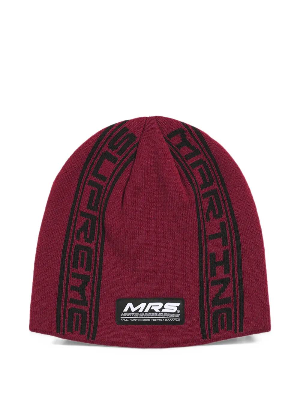 Supreme x Martine Rose gebreide muts met logo-patch en jacquard Rood