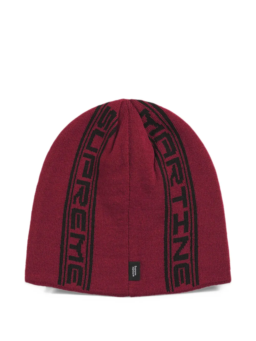 Supreme x Martine Rose gebreide muts met logo-patch en jacquard Rood