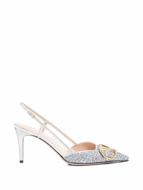 Valentino Garavani VLogo Signature metallic tweed pumps