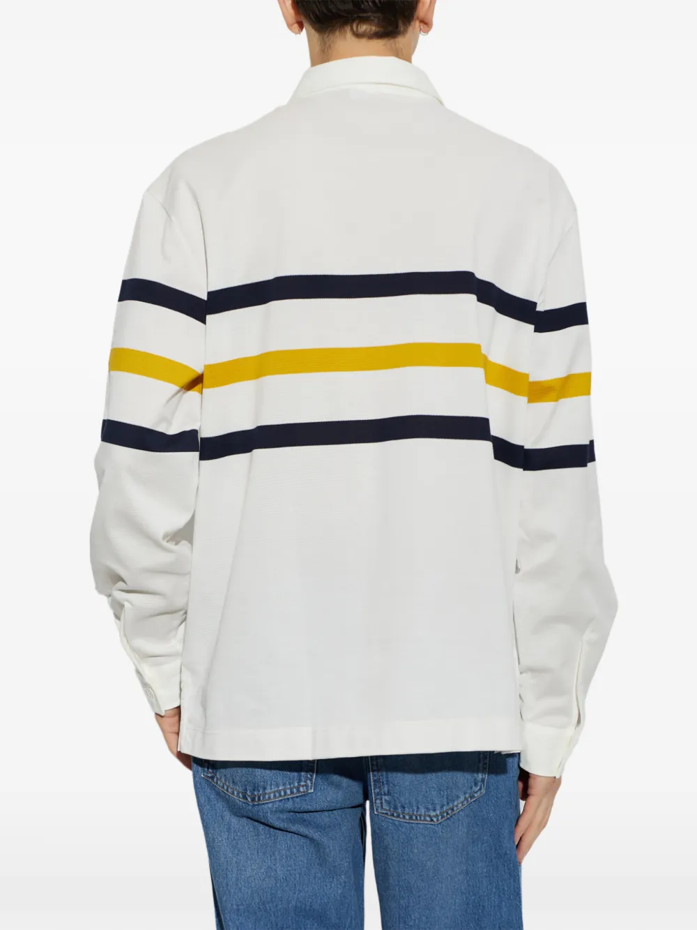 Lacoste relaxed fit striped piqué rugby polo shirt Beige