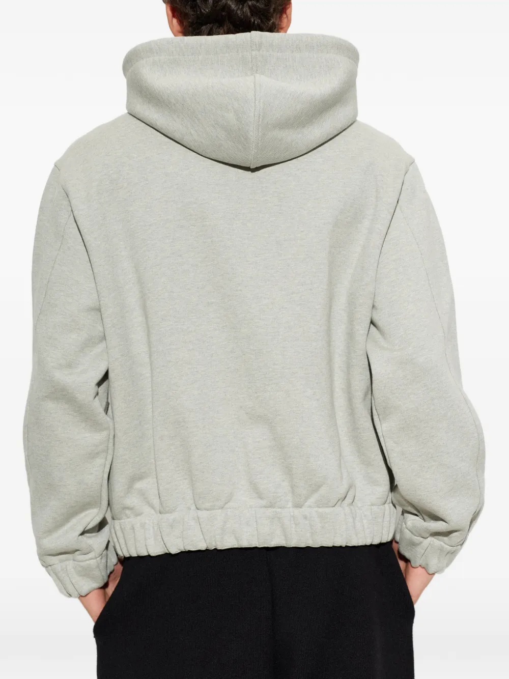 AMI Paris grey zipped cotton hoodie with heritage label Grijs
