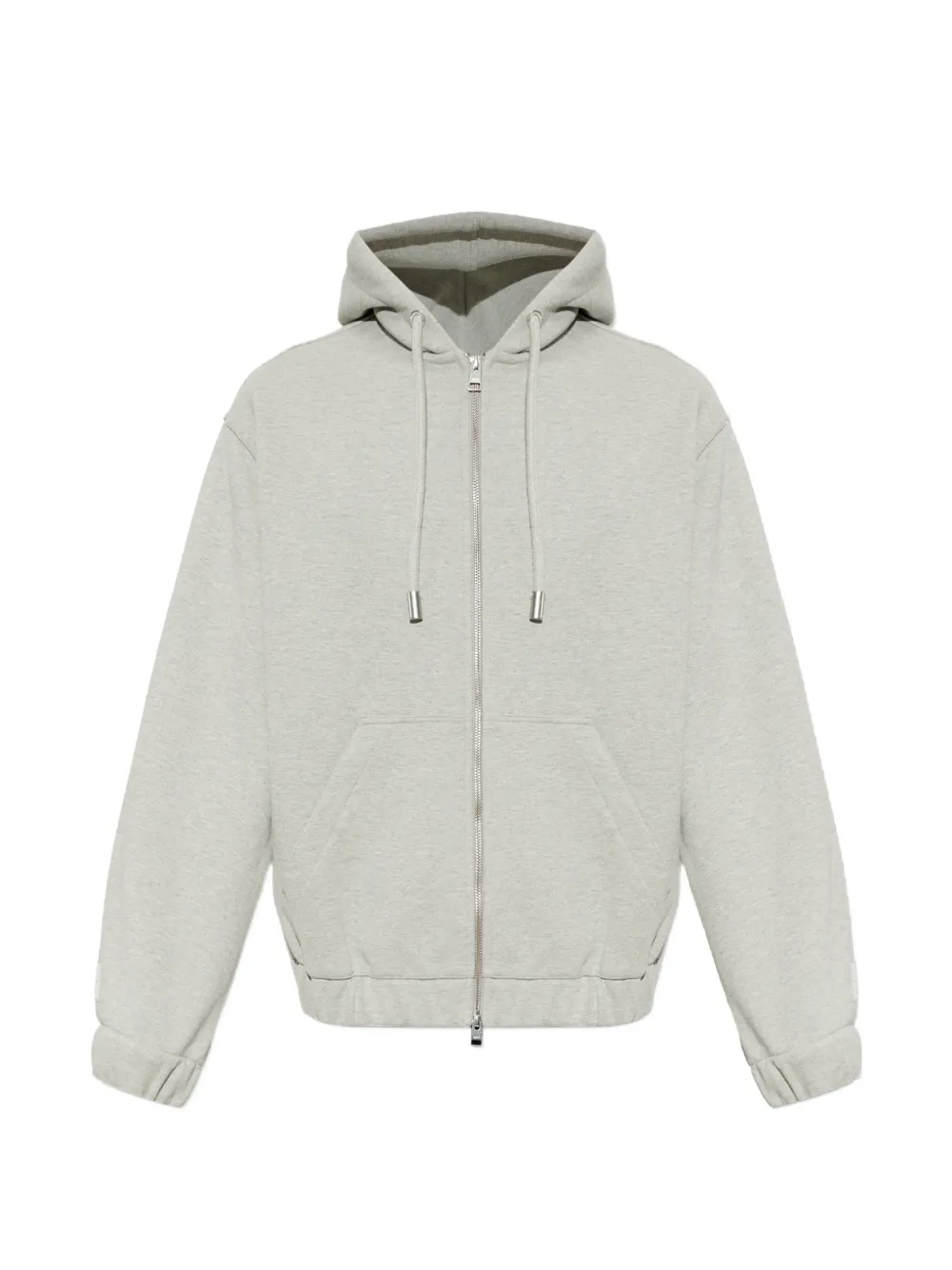AMI Paris grey zipped cotton hoodie with heritage Ami Paris label