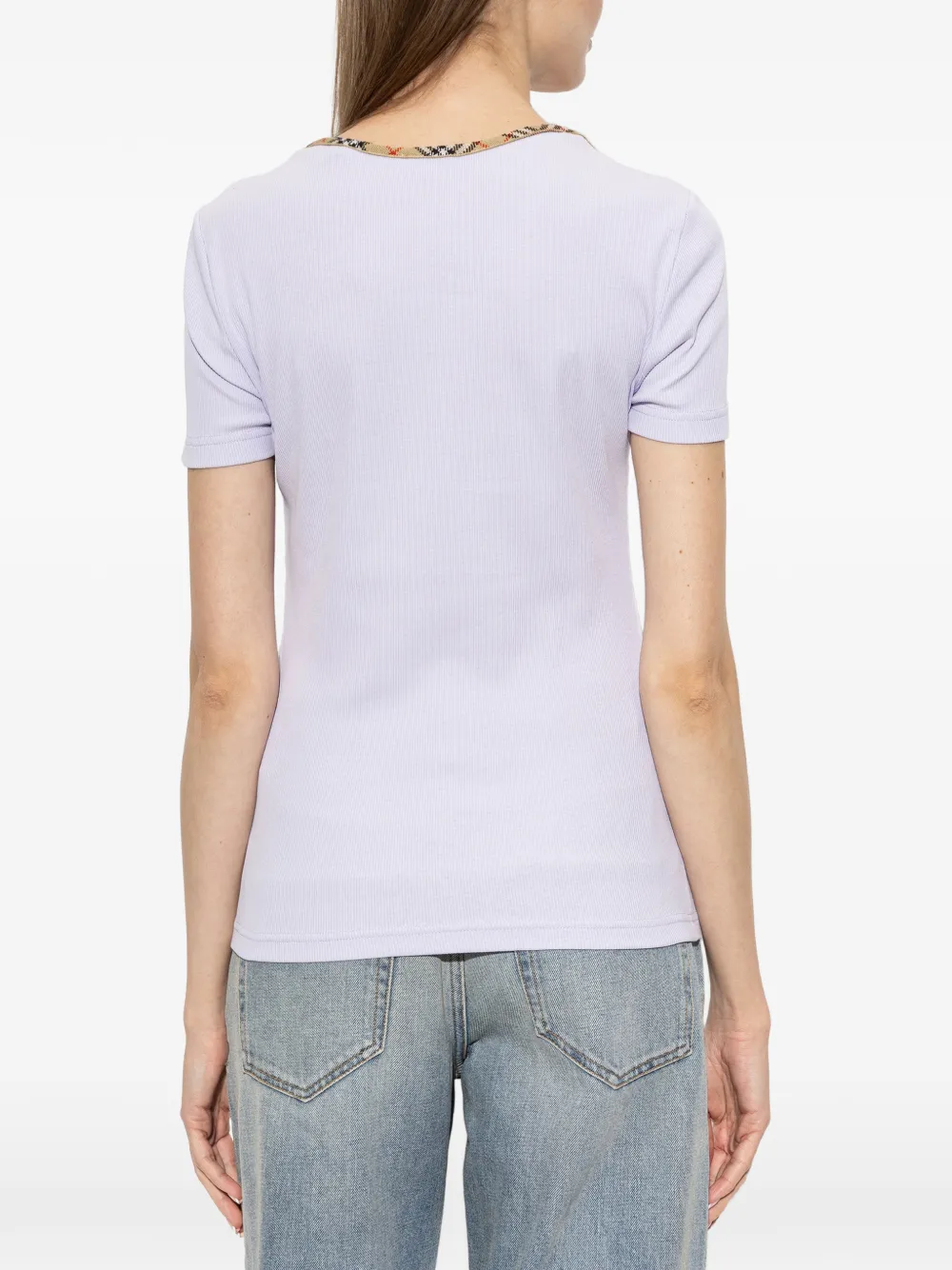 Burberry Check trim T-shirt Paars