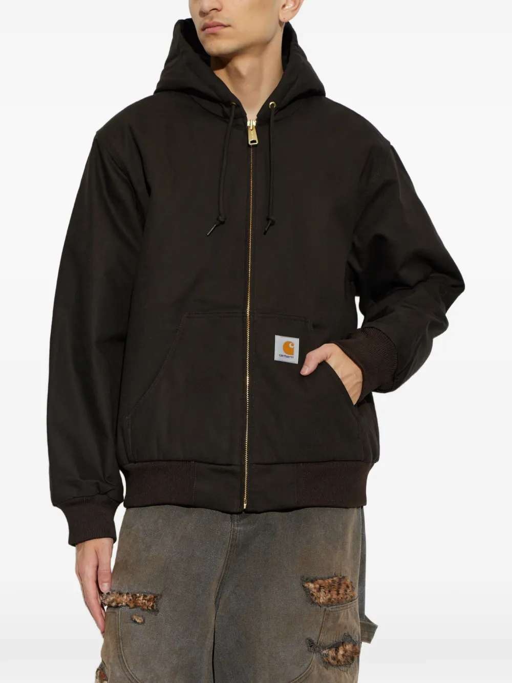 Carhartt WIP logo-patch hoodie Bruin