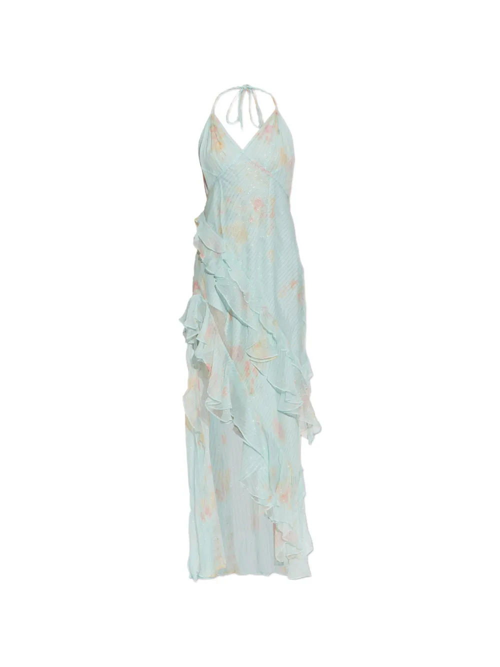 LoveShackFancy Vailo ruffled silk-blend maxi dress - Blu
