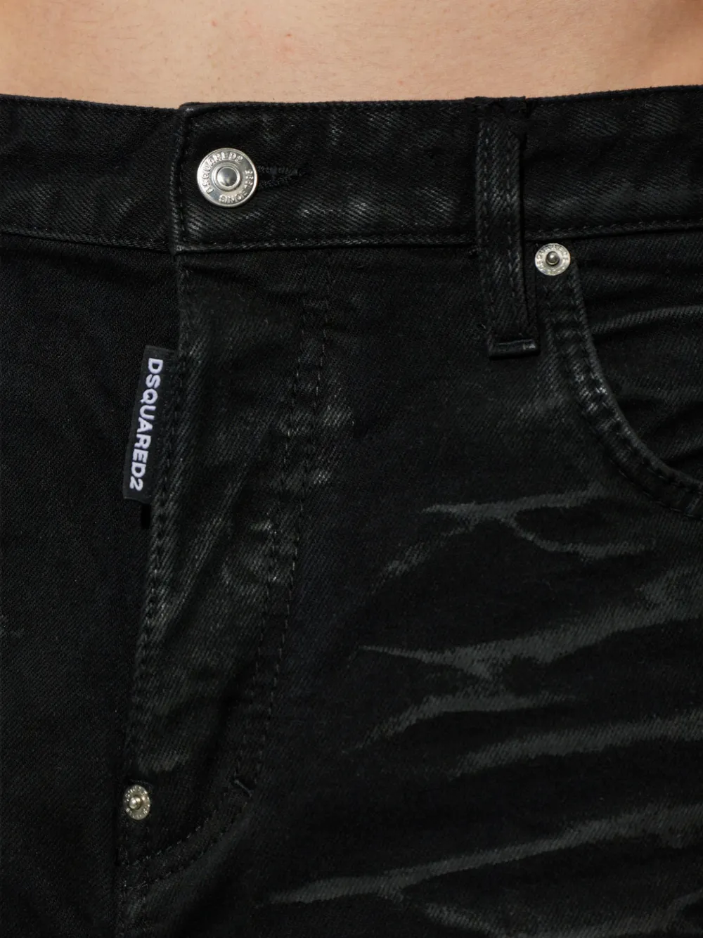 DSQUARED2 black Rubberized Skiers Skater jeans Zwart
