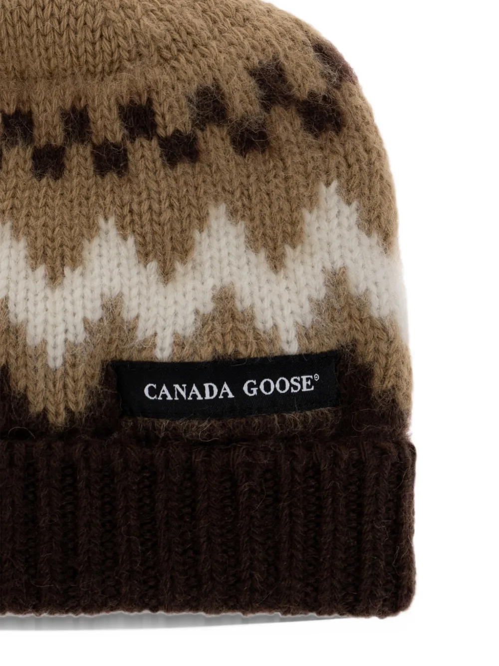 Canada Goose Fair Isle logo-patch beanie hat Bruin