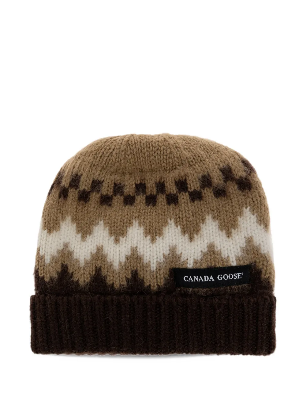 Canada Goose Fair Isle logo-patch beanie hat Bruin