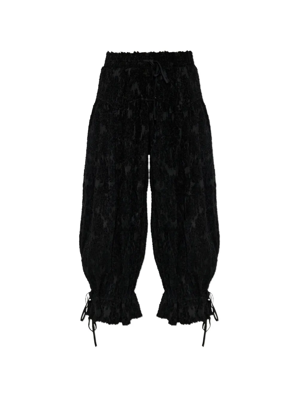 GANNI pleated frayed-effect trousers Zwart