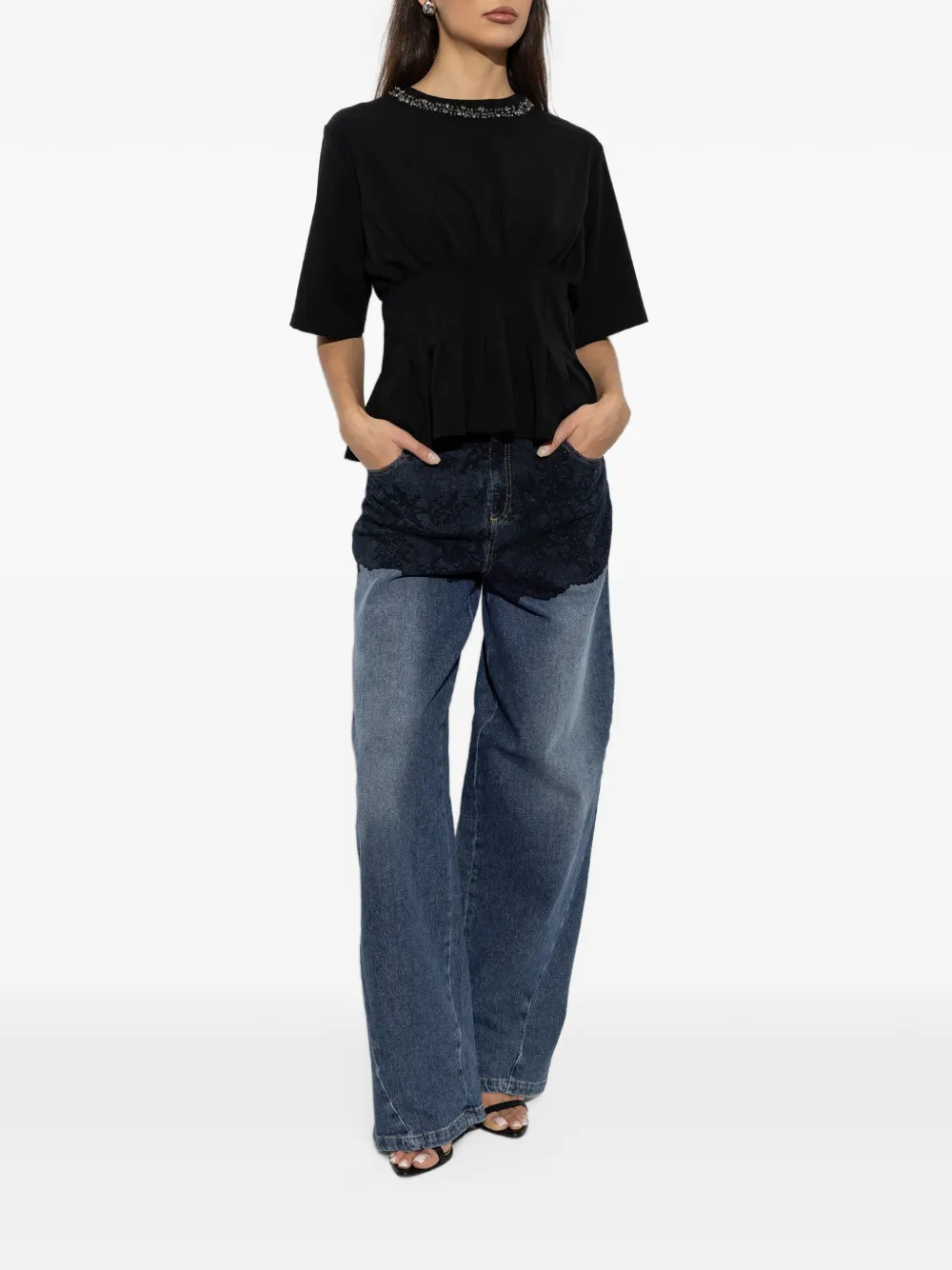 Gestuz Gnizez crystal-embellished blouse Zwart