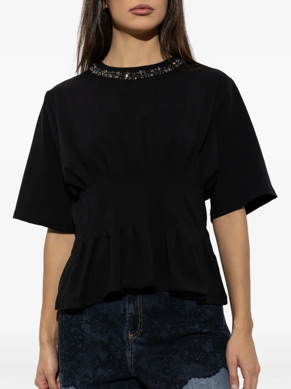Gestuz Gnizez crystal-embellished blouse Zwart