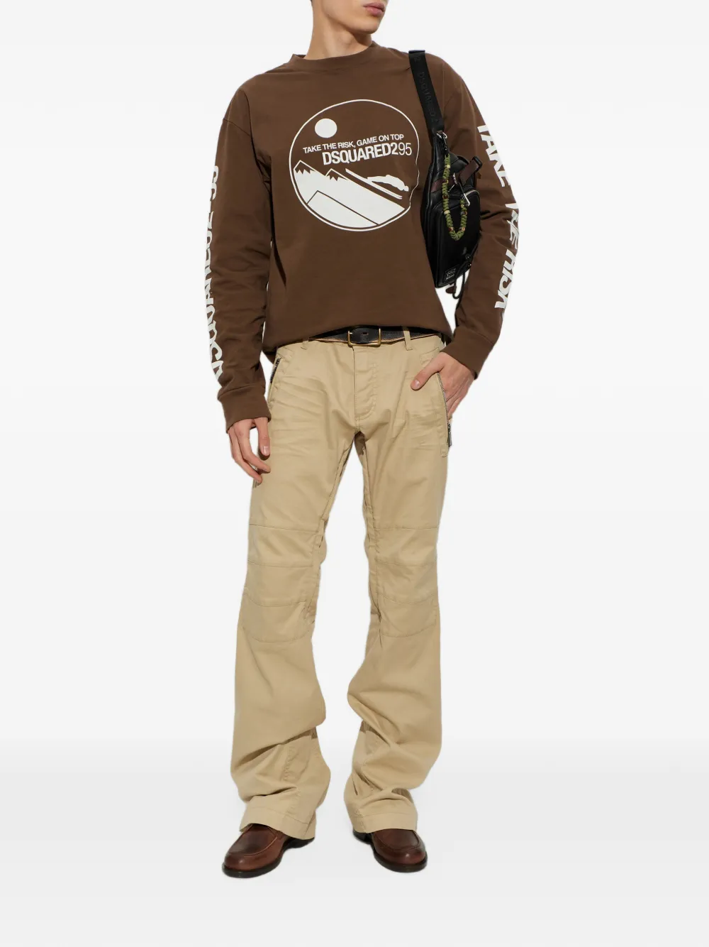 DSQUARED2 logo-patch panelled trousers | Neutrals | Image 1