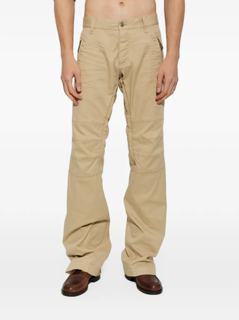 DSQUARED2 logo-patch panelled trousers Beige