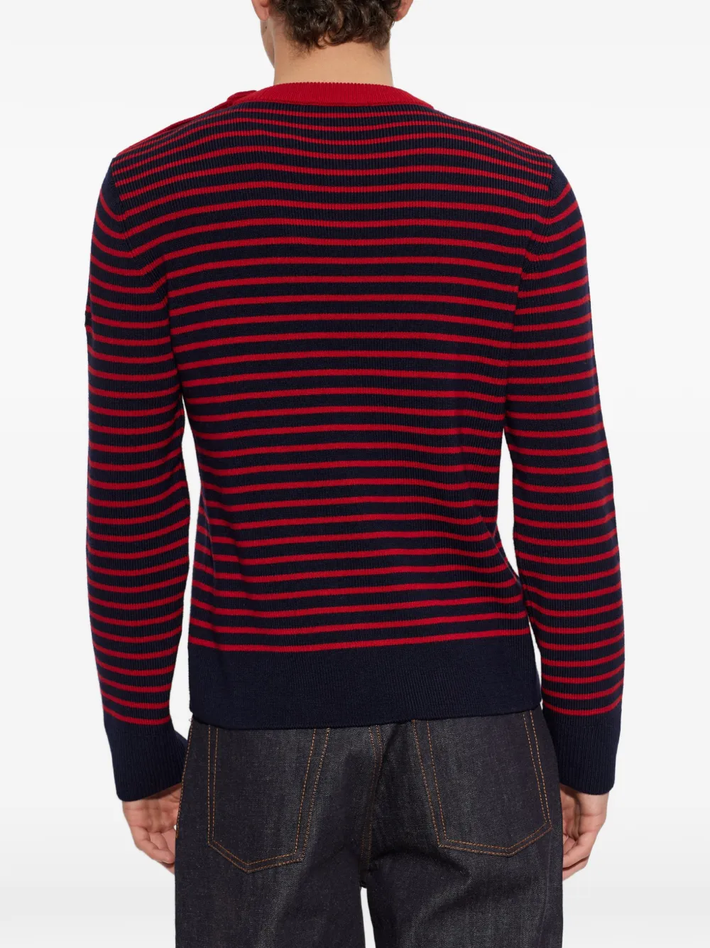 AMI Paris striped button-detail sweater Rood