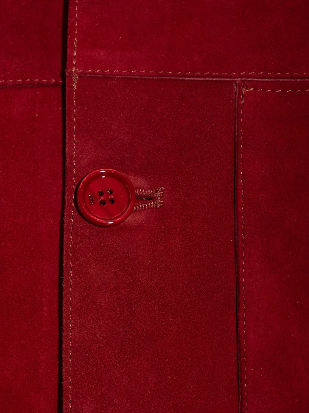 AMI Paris logo-embroidered suede jacket Rood