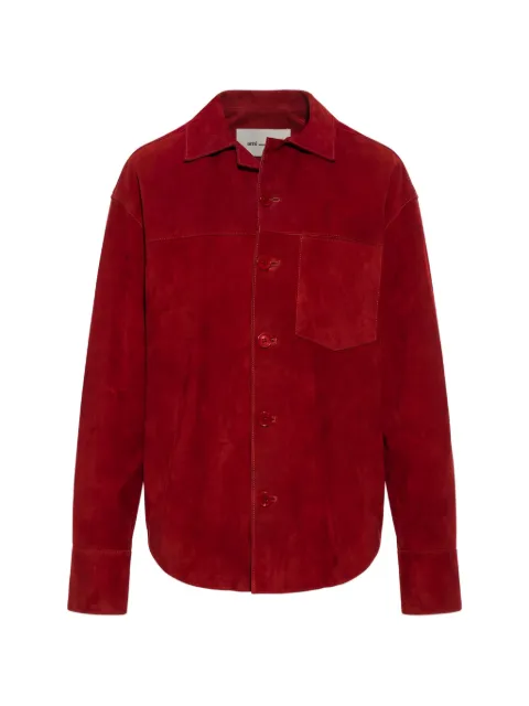AMI Paris logo-embroidered suede jacket