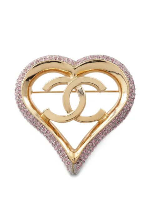 CHANEL Pre-Owned 2019 CC heart rhinestone brooch