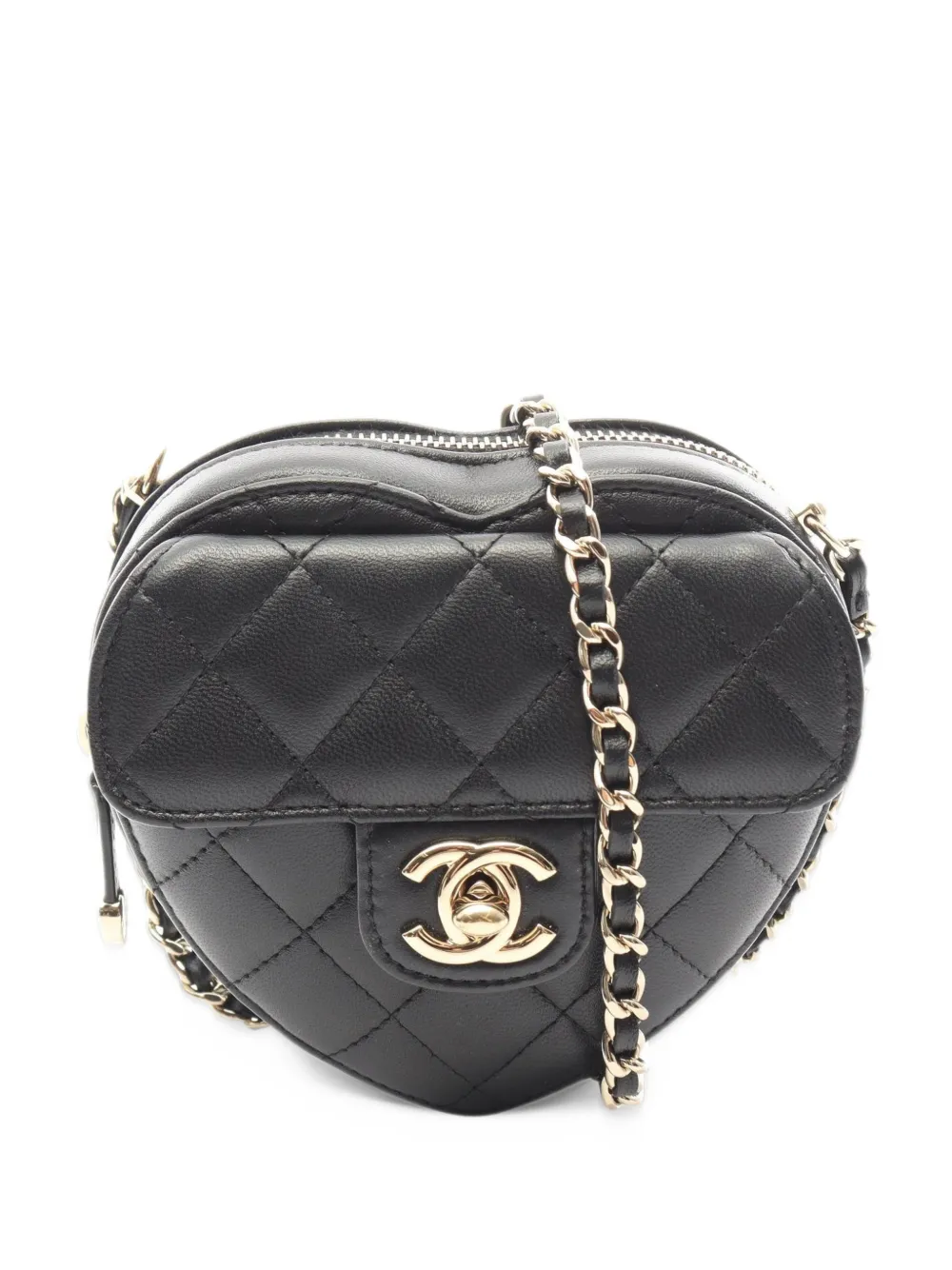 CHANEL Pre-Owned 2021 Heart matelassé shoulder bag - Black