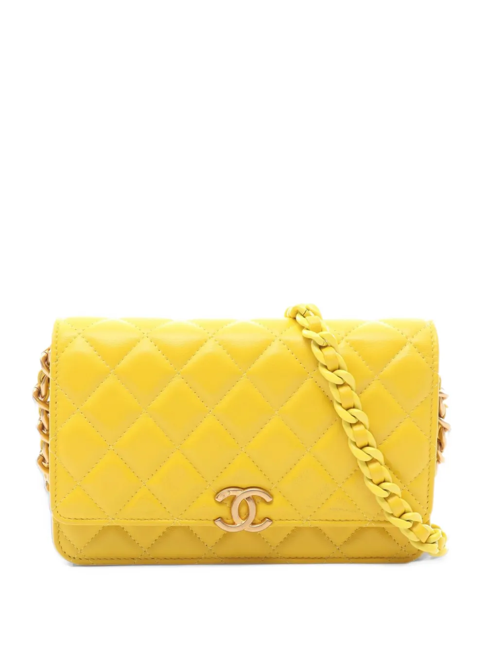 CHANEL Pre-Owned matelassé CC chain wallet - Giallo