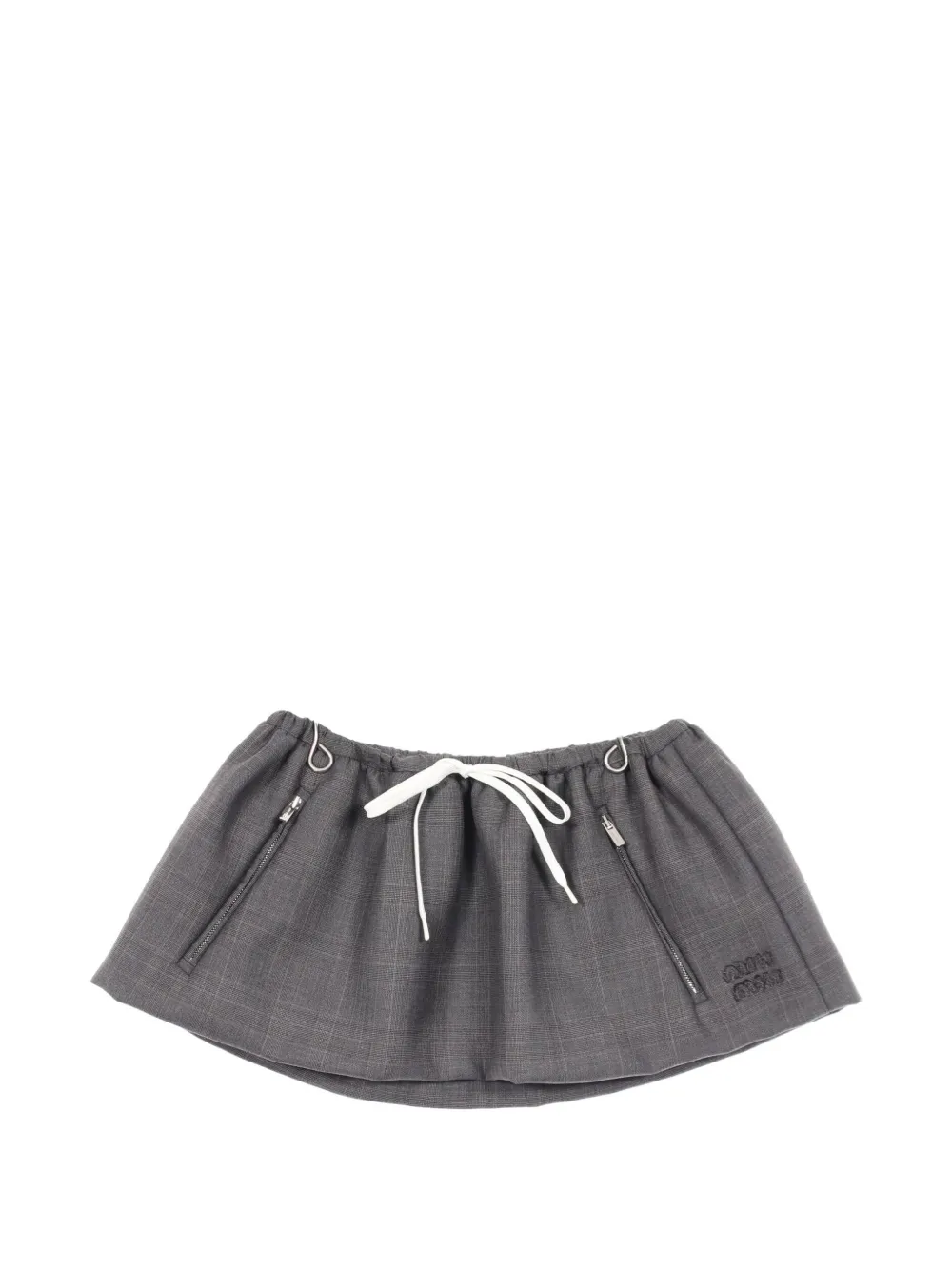 Miu Miu Pre-Owned 2010s drawstring check mini skirt - Grigio
