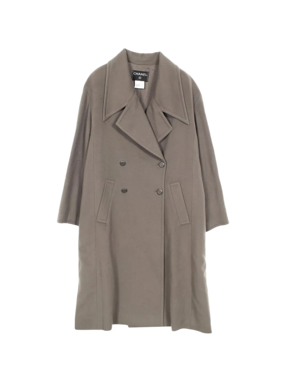 CHANEL Pre-Owned 1986-1988 Cocomark button long coat - Grey