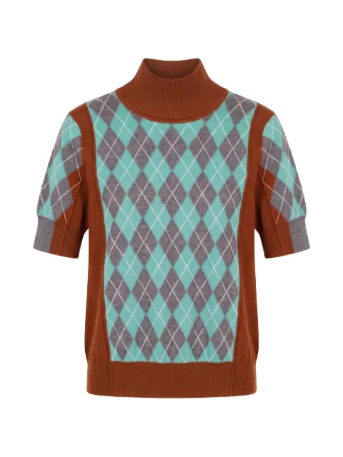 ZANKOV Melani Argyle-pattern short-sleeved sweater