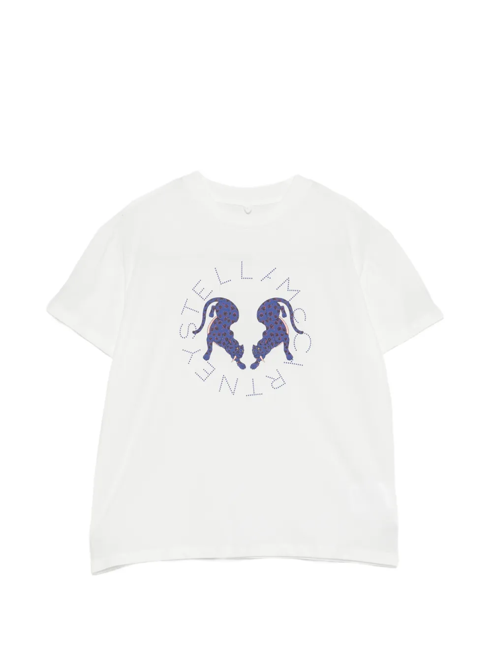 Stella McCartney Kids panther-print logo-print T-shirt - Bianco