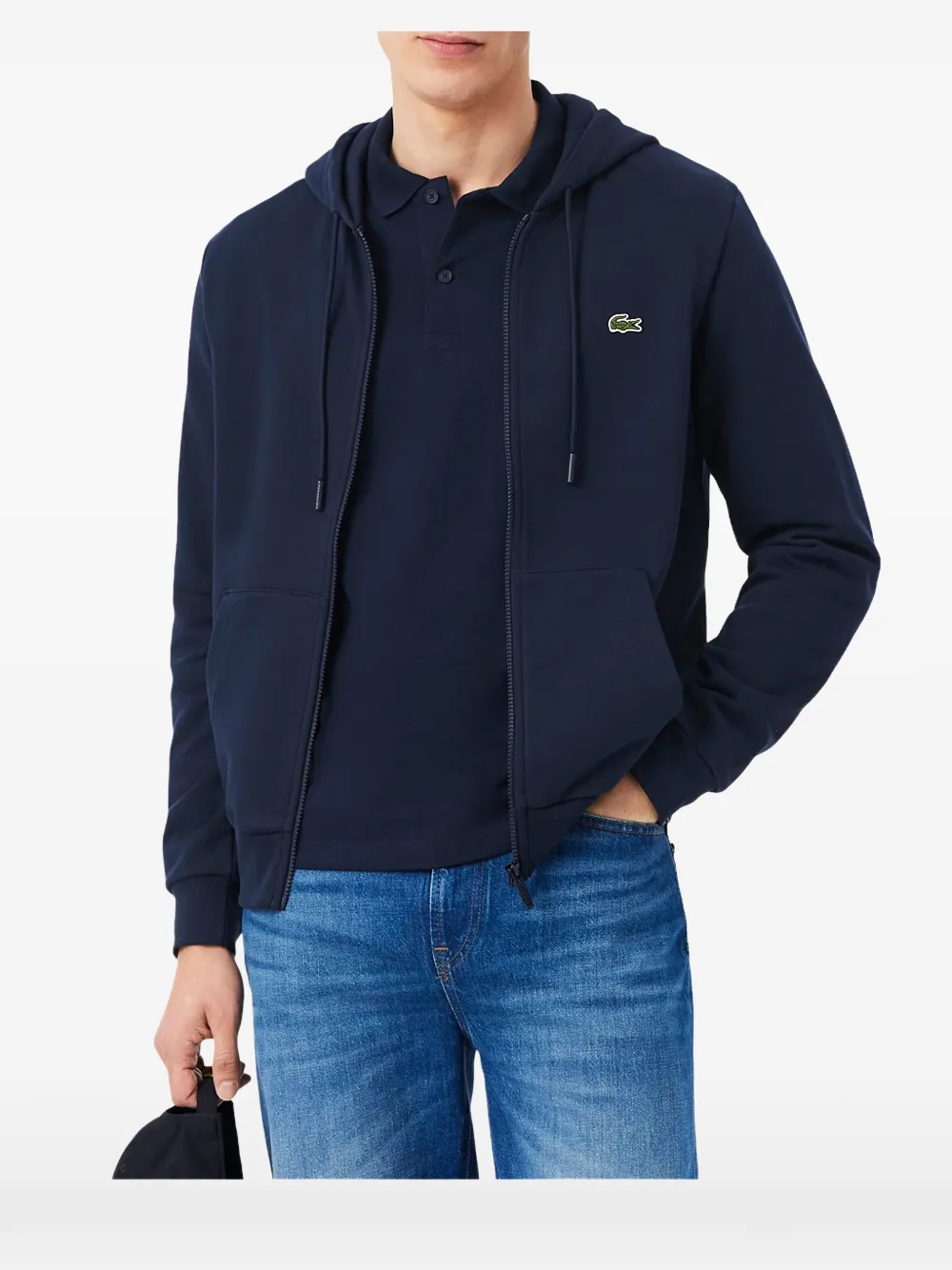 Lacoste zip-up fleece hoodie Blauw