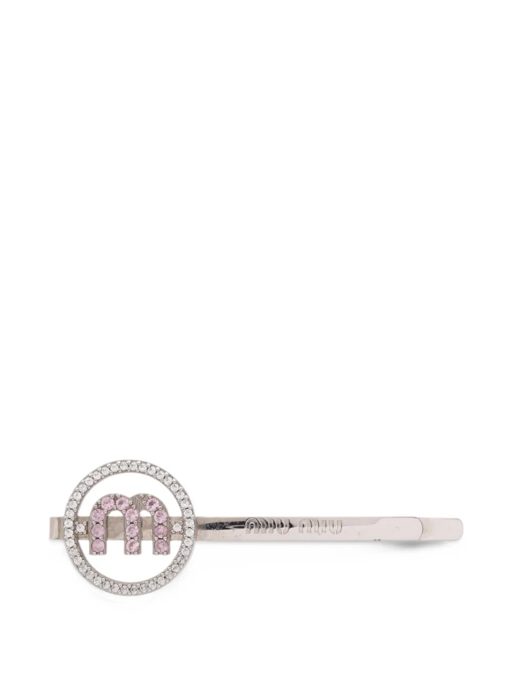 Miu Miu Pre-Owned 2010s Rhinestone logo hair clip - Argento
