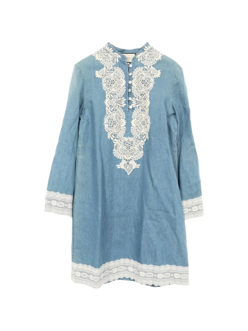 Gucci Pre-Owned 2010s lace denim mini dress - Blue