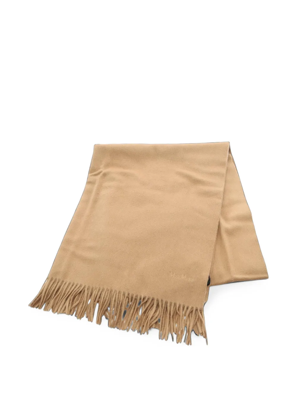 Max Mara 2020s embroidered-logo fringed scarf - Toni neutri