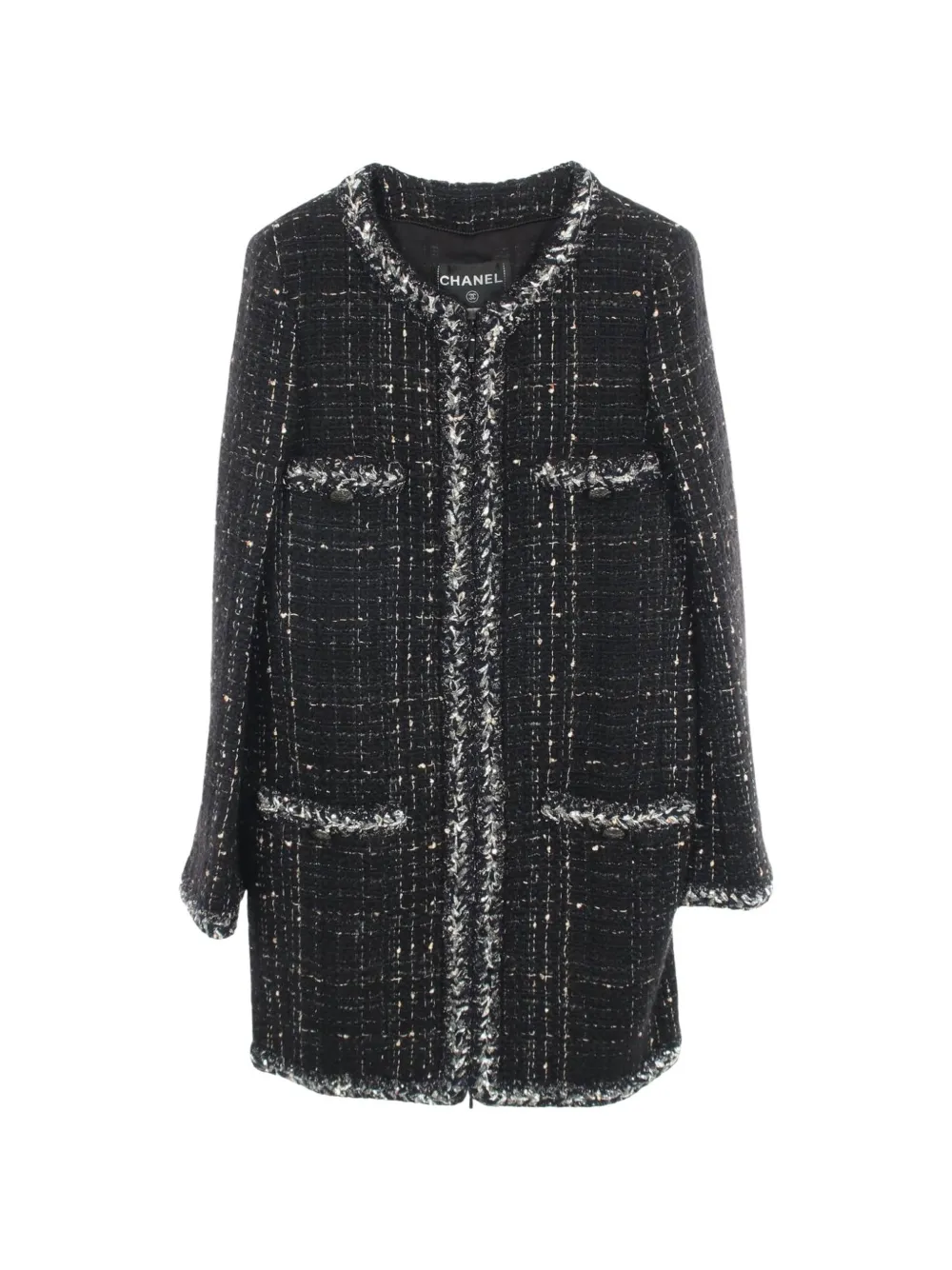 CHANEL Pre-Owned 1986-1988 Cocomark-button collarless coat - Black