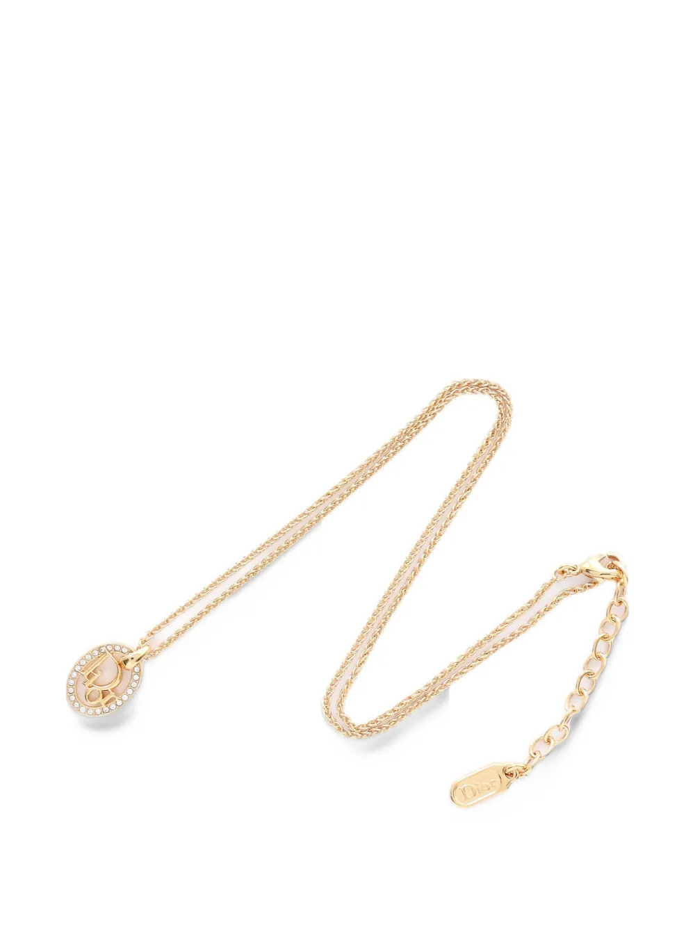 Christian Dior Pre-Owned Oblique rhinestone necklace - Oro