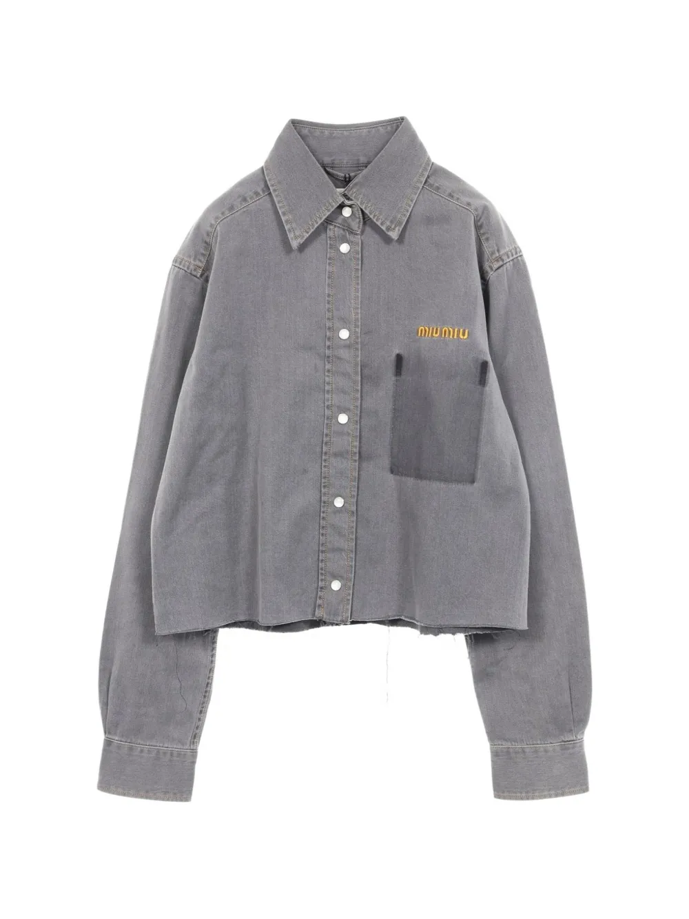 Miu Miu Pre-Owned 2010s cropped denim shirt - Grigio