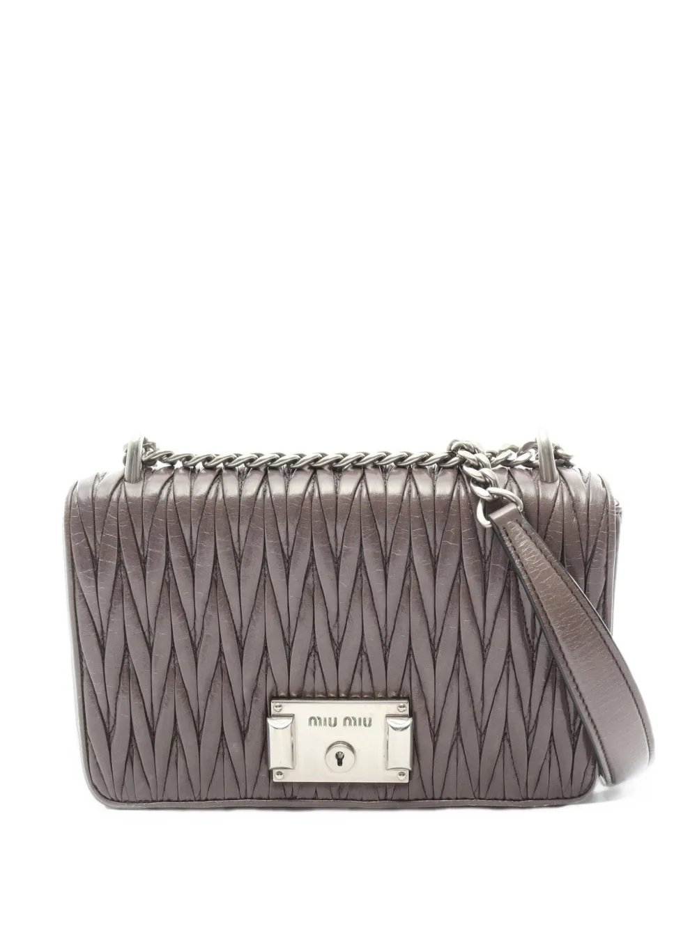 Miu Miu Pre-Owned 2000s Madras leather crossbody bag - Grigio