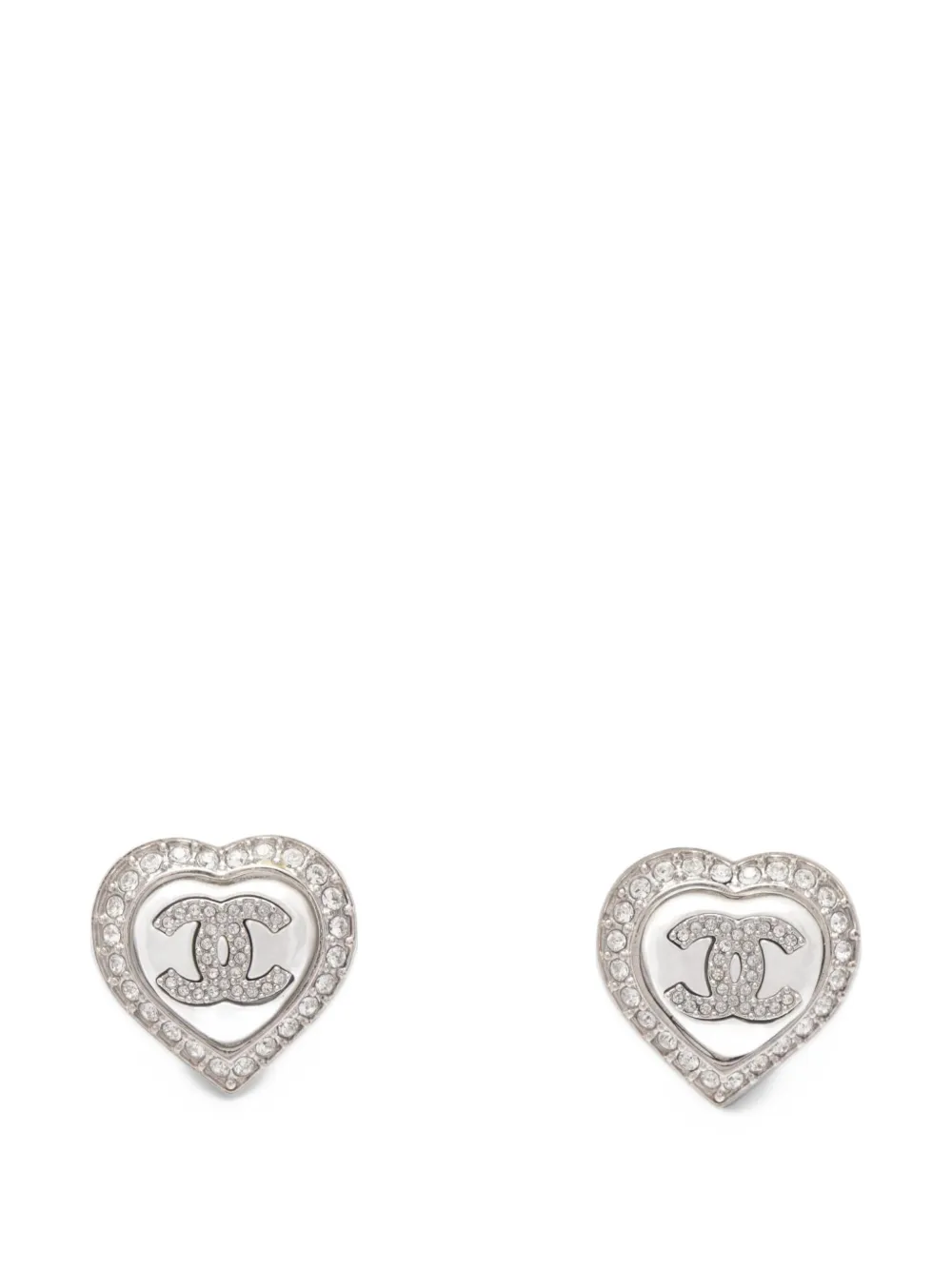 CHANEL Pre-Owned 2023 heart Coco Mark earrings - Argento