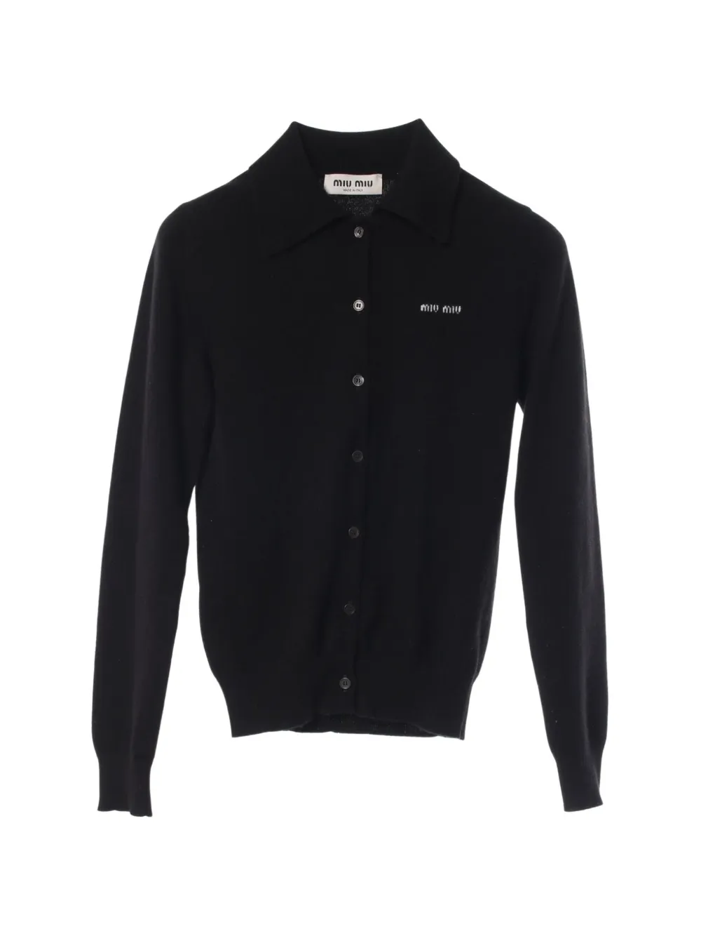Miu Miu Pre-Owned 2000s logo-embroidered cardigan - Nero